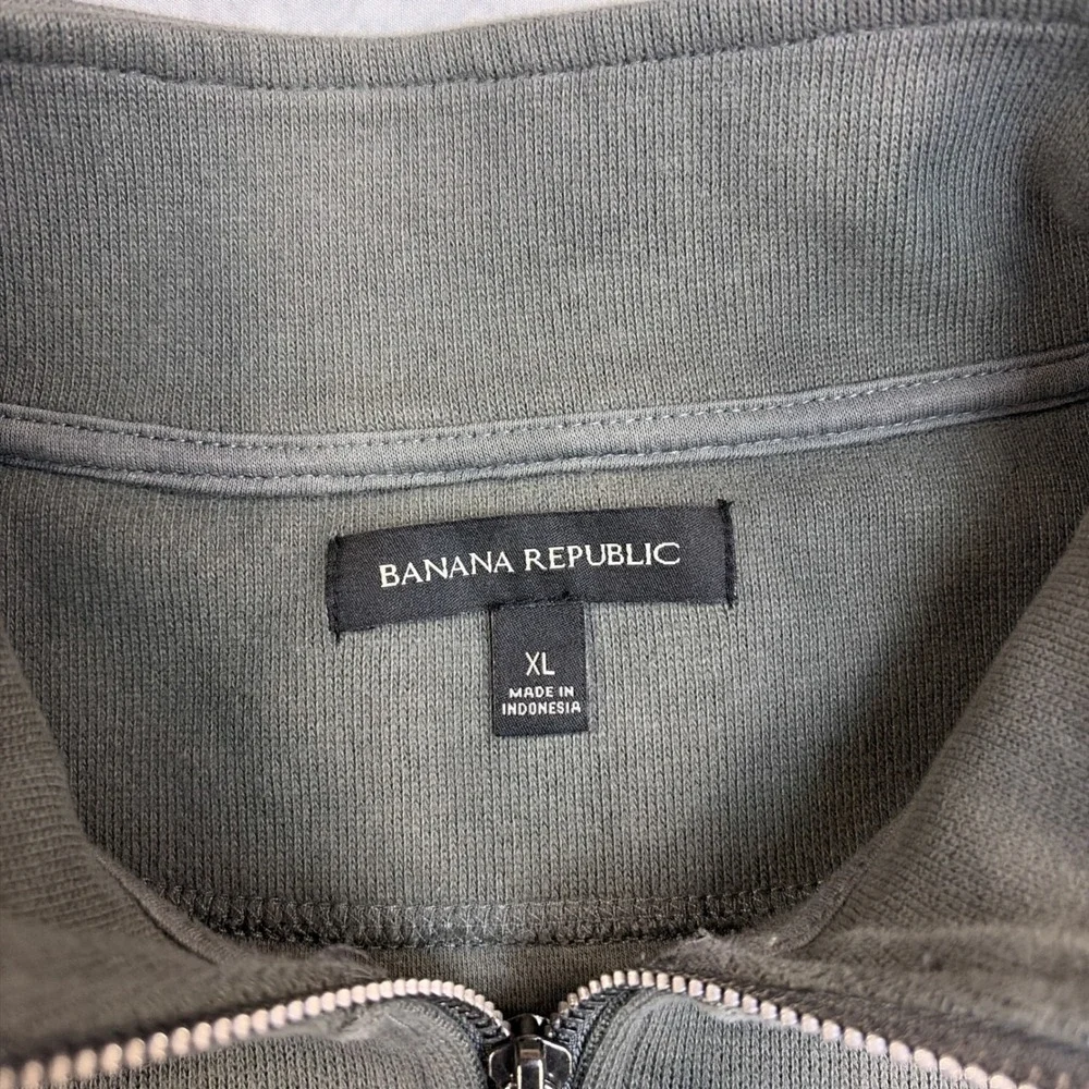 Banana Republic Mens XL Quarter Zip Pullover Sweatshirt Gray Mock Neck‎